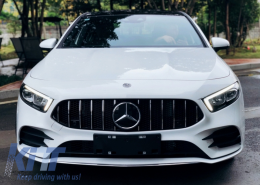 Középső rács Mercedes A-Class W177 Hatchback / V177 Sedan (04.2018-) Mesh GT-R Panamericana Design Fekete / Króm-image-6042695