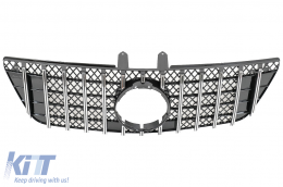 Központi hűtőrács Mercedes ML W164 facelift (07.2008-2011) GT-R Panamericana dizájn zongorafekete és króm-image-6088953