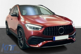 Labbro anteriore Estensione Pinne Aero per Mercedes GLA H247 Sport Line 2020+ Nero lucido-image-6091599