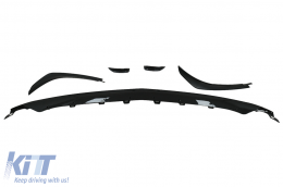 Labio frontal Extensión Aletas Aero para Mercedes GLA H247 Sport Line 2020+ Negro brillante-image-6091199