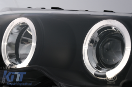 LED Angel Eyes Headlights suitable for BMW 3 Series E46 Facelift Limousine Touring (2001-2005) Black-image-6087902