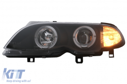 LED Angel Eyes Headlights suitable for BMW 3 Series E46 Facelift Limousine Touring (2001-2005) Black-image-6087909