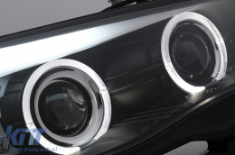 LED Angel Eyes Headlights suitable for BMW 5 Series E60 E61 (2003-2007) Black LCI Design-image-6101012