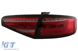 LED BAR Taillights suitable for Audi A4 B8 Sedan (2012-2015) Red Clear Dynamic Sequential Turning Lights-image-6109942