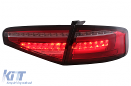 LED BAR Taillights suitable for Audi A4 B8 Sedan (2012-2015) Red Clear Dynamic Sequential Turning Lights-image-6109946