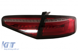 LED BAR Taillights suitable for Audi A4 B8 Sedan (2012-2015) Red Clear Dynamic Sequential Turning Lights-image-6109949