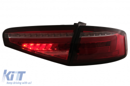 LED BAR Taillights suitable for Audi A4 B8 Sedan (2012-2015) Red Clear Dynamic Sequential Turning Lights-image-6109952