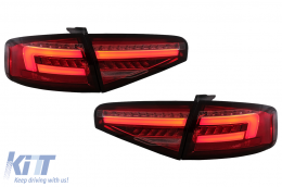 LED BAR Taillights suitable for Audi A4 B8 Sedan (2012-2015) Red Clear Dynamic Sequential Turning Lights - TLAUA4B8FRC