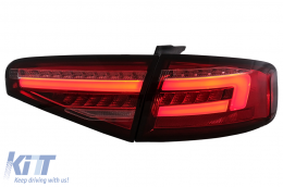 LED BAR Taillights suitable for Audi A4 B8 Sedan (2012-2015) Red Clear Dynamic Sequential Turning Lights-image-6109955