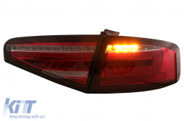 LED BAR Taillights suitable for Audi A4 B8 Sedan (2012-2015) Red Clear Dynamic Sequential Turning Lights-image-6109958