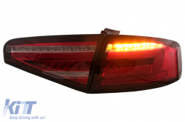 LED BAR Taillights suitable for Audi A4 B8 Sedan (2012-2015) Red Clear Dynamic Sequential Turning Lights-image-6109959