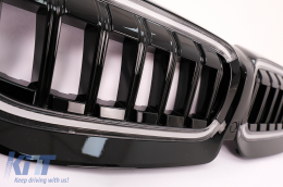 LED Central Kidney Grilles suitable for BMW 3 Series G20 Sedan G21 Touring (2019-2022) Piano Black-image-6106828