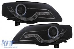 LED DRL Angel Eyes Fari Proiettore per VW Passat B6 3C 03.2005-2010 Nero-image-6098061