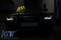 LED DRL Фарове подходящи за Audi A4 B8 8K (04.2008-2011) с дневни светлини Черен-image-6018532