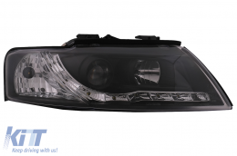 LED DRL Фарове подходящи за Audi A4 Cabriolet B6 8H7 8HE (2002-2006) Черен-image-6099105