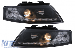 LED DRL Фарове подходящи за Audi A4 Cabriolet B6 8H7 8HE (2002-2006) Черен-image-6099109