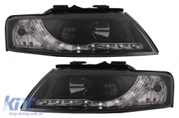 LED DRL Фарове подходящи за Audi A4 Cabriolet B6 8H7 8HE (2002-2006) Черен-image-6099112