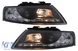 LED DRL Фарове подходящи за Audi A4 Cabriolet B6 8H7 8HE (2002-2006) Черен-image-6099115