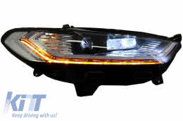 LED DRL Első lámpák Xenon Look Ford Mondeo MK5 (2013-2016) dinamikus folyású sorozatos kanyarodó lámpa króm-image-6029835