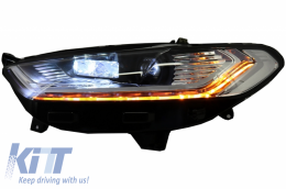 LED DRL Első lámpák Xenon Look Ford Mondeo MK5 (2013-2016) dinamikus folyású sorozatos kanyarodó lámpa króm-image-6029836