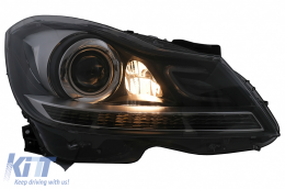 LED DRL Fari per Mercedes C W204 S204 Facelift 2011-2014 Nero Luce Svolta Dinamica-image-6100217