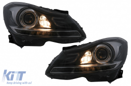 LED DRL Fari per Mercedes C W204 S204 Facelift 2011-2014 Nero Luce Svolta Dinamica-image-6100218