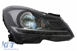 LED DRL Fari per Mercedes C W204 S204 Facelift 2011-2014 Nero Luce Svolta Dinamica-image-6100220