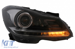 LED DRL Fari per Mercedes C W204 S204 Facelift 2011-2014 Nero Luce Svolta Dinamica-image-6100225