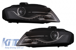 LED DRL Headlights suitable for Audi A4 B8 8K (04.2008-2011) with Daytime Running Lights Black-image-6015008