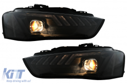 LED DRL Headlights suitable for Audi A4 B8.5 Facelift (2012-2015) Dynamic Sequential Turning Light Black-image-6109332