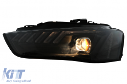 LED DRL Headlights suitable for Audi A4 B8.5 Facelift (2012-2015) Dynamic Sequential Turning Light Black-image-6109333