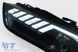 LED DRL Headlights suitable for Audi A4 B8.5 Facelift (2012-2015) Dynamic Sequential Turning Light Black-image-6109337