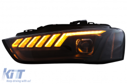 LED DRL Headlights suitable for Audi A4 B8.5 Facelift (2012-2015) Dynamic Sequential Turning Light Black-image-6109339