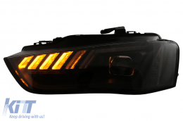 LED DRL Headlights suitable for Audi A4 B8.5 Facelift (2012-2015) Dynamic Sequential Turning Light Black-image-6109340