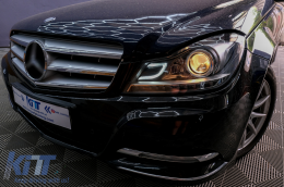 LED DRL Headlights suitable for Mercedes C-Class W204 S204 C204 Facelift (2011-2014) Black-image-6095141