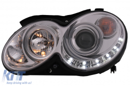 LED DRL Headlights suitable for Mercedes CLK W209 C209 Coupe A209 Cabrio (2003-2010) Chrome-image-6093968