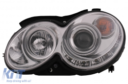 LED DRL Headlights suitable for Mercedes CLK W209 C209 Coupe A209 Cabrio (2003-2010) Chrome-image-6093977