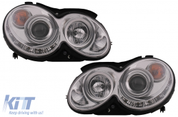 LED DRL Headlights suitable for Mercedes CLK W209 C209 Coupe A209 Cabrio (2003-2010) Chrome-image-6093978