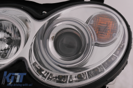 LED DRL Headlights suitable for Mercedes CLK W209 C209 Coupe A209 Cabrio (2003-2010) Chrome-image-6093979