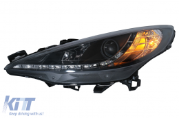 LED DRL Headlights suitable for Peugeot 207 (05.2006-06.2012) Black-image-6100133