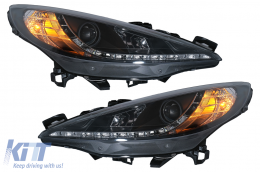 LED DRL Headlights suitable for Peugeot 207 (05.2006-06.2012) Black-image-6100134