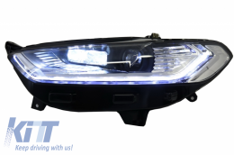 LED DRL Headlights Xenon Look suitable for Ford Mondeo MK5 (2013-2016) Flowing Dynamic Sequential Turning Lights Chrome-image-6029833