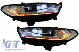 LED DRL Headlights Xenon Look suitable for Ford Mondeo MK5 (2013-2016) Flowing Dynamic Sequential Turning Lights Chrome-image-6029834