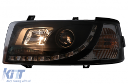 LED DRL Scheinwerfer passend für VW Transporter T4 1990-2003 Schwarz-image-6089219