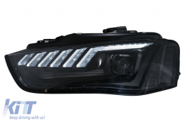 LED DRL Xenon fényszórók AUDI A4 B8.5 facelift (2012-2015) dinamikus irányjelző, fekete -image-6099977