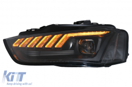 LED DRL Xenon fényszórók AUDI A4 B8.5 facelift (2012-2015) dinamikus irányjelző, fekete -image-6099981