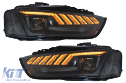 LED DRL Xenon Headlights suitable for AUDI A4 B8.5 Facelift (2012-2015) Dynamic Sequential Turning Light Black-image-6099982