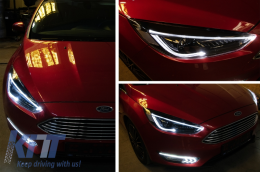 Фарове LED DRL , подходящи за Ford Focus III Mk3 (2015-2017) Bi-Xenon Дизайн Динамичен течащи мигачи Demon Look-image-6049427