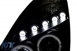 LED DRL Фарове подходящи за Toyota Celica T230 (1999-2005) Angel Eyes Черен-image-6073965