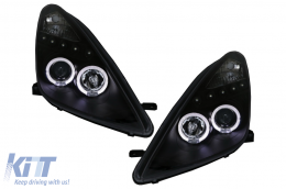 LED DRL Фарове подходящи за Toyota Celica T230 (1999-2005) Angel Eyes Черен-image-6073966